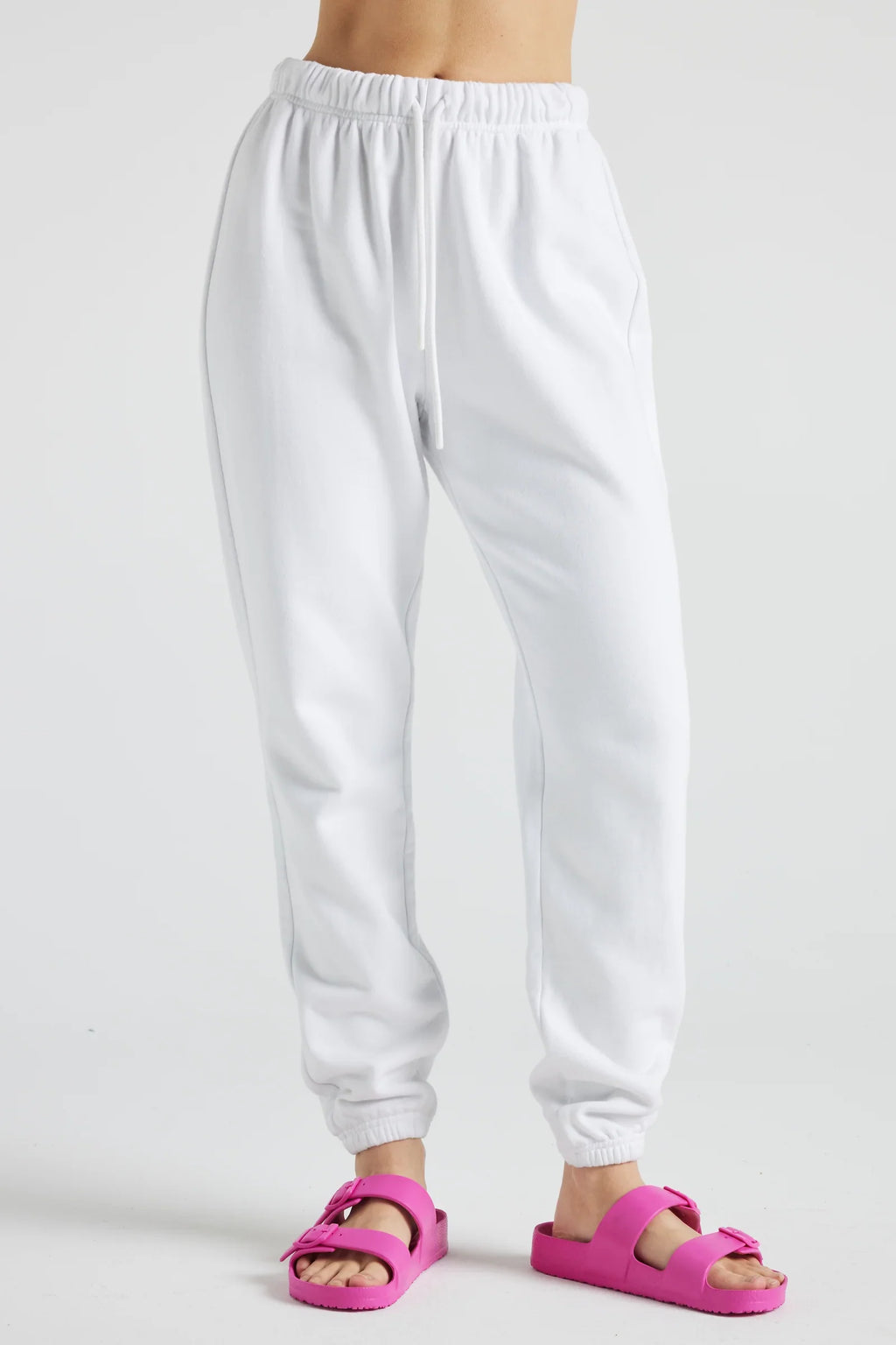 White Fleece Joggers