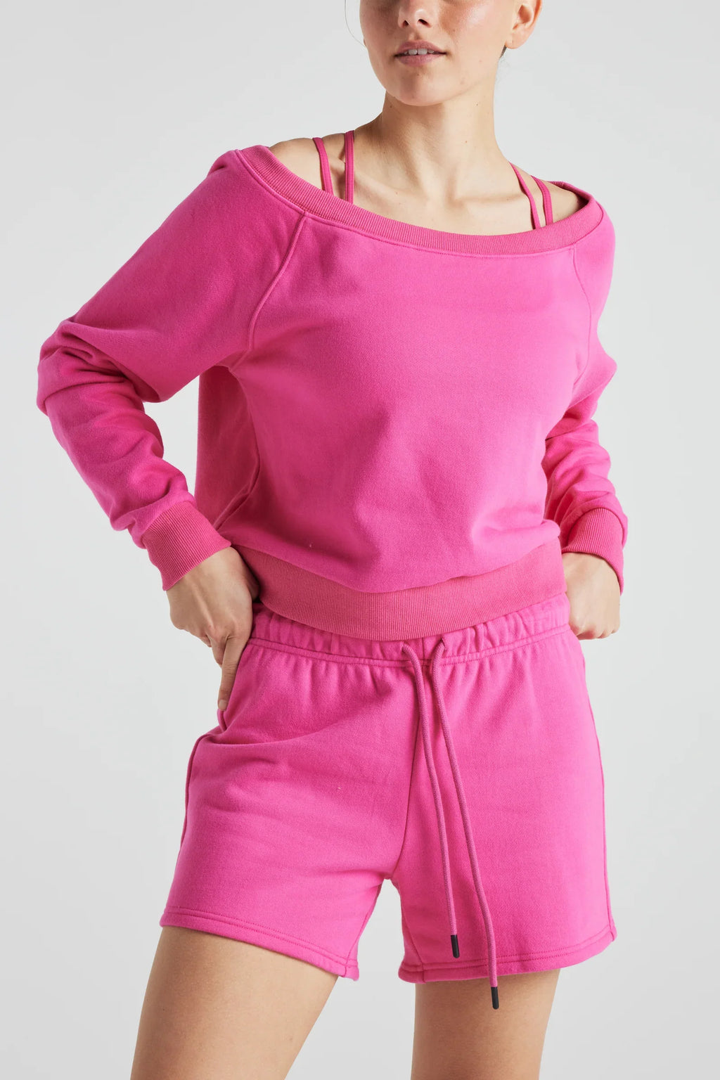 Off Shoulder PINK Sweatshirt
