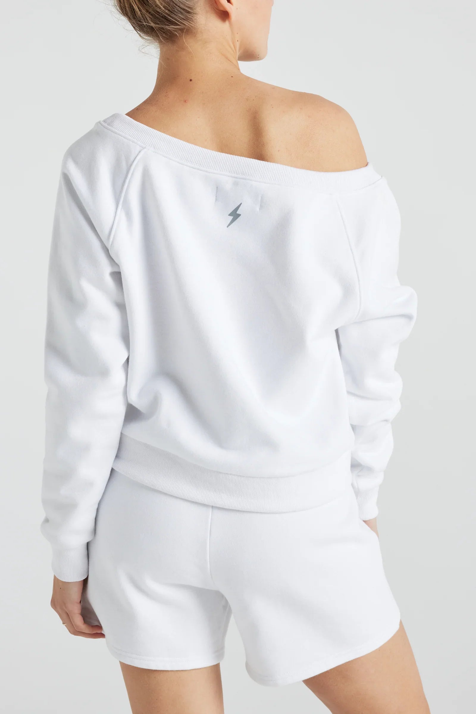 Off Shoulder White Sweatshirt