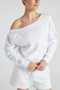 Off Shoulder White Sweatshirt