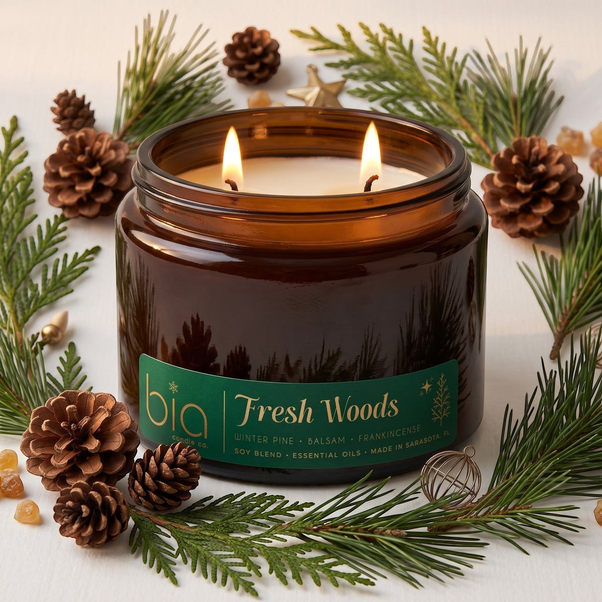 Fresh Woods Ltd Edition Soy Blend Candle — Christmas Tree, Pine & Balsam