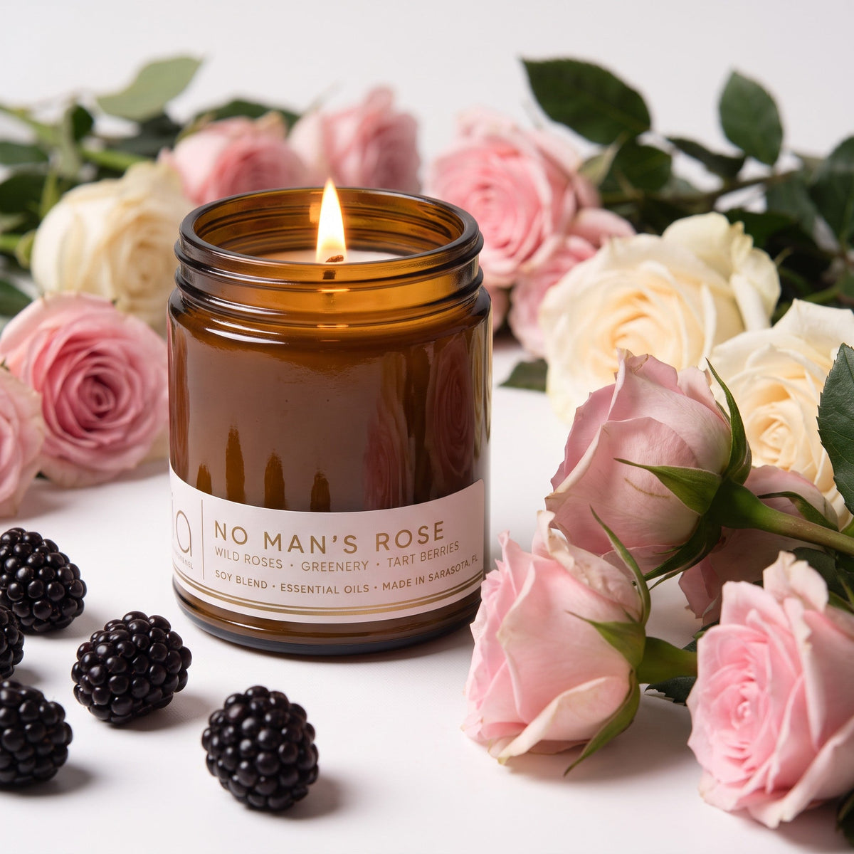 No Man’s Rose Soy Blend Candle — Blooming Rose, Currant & Moss