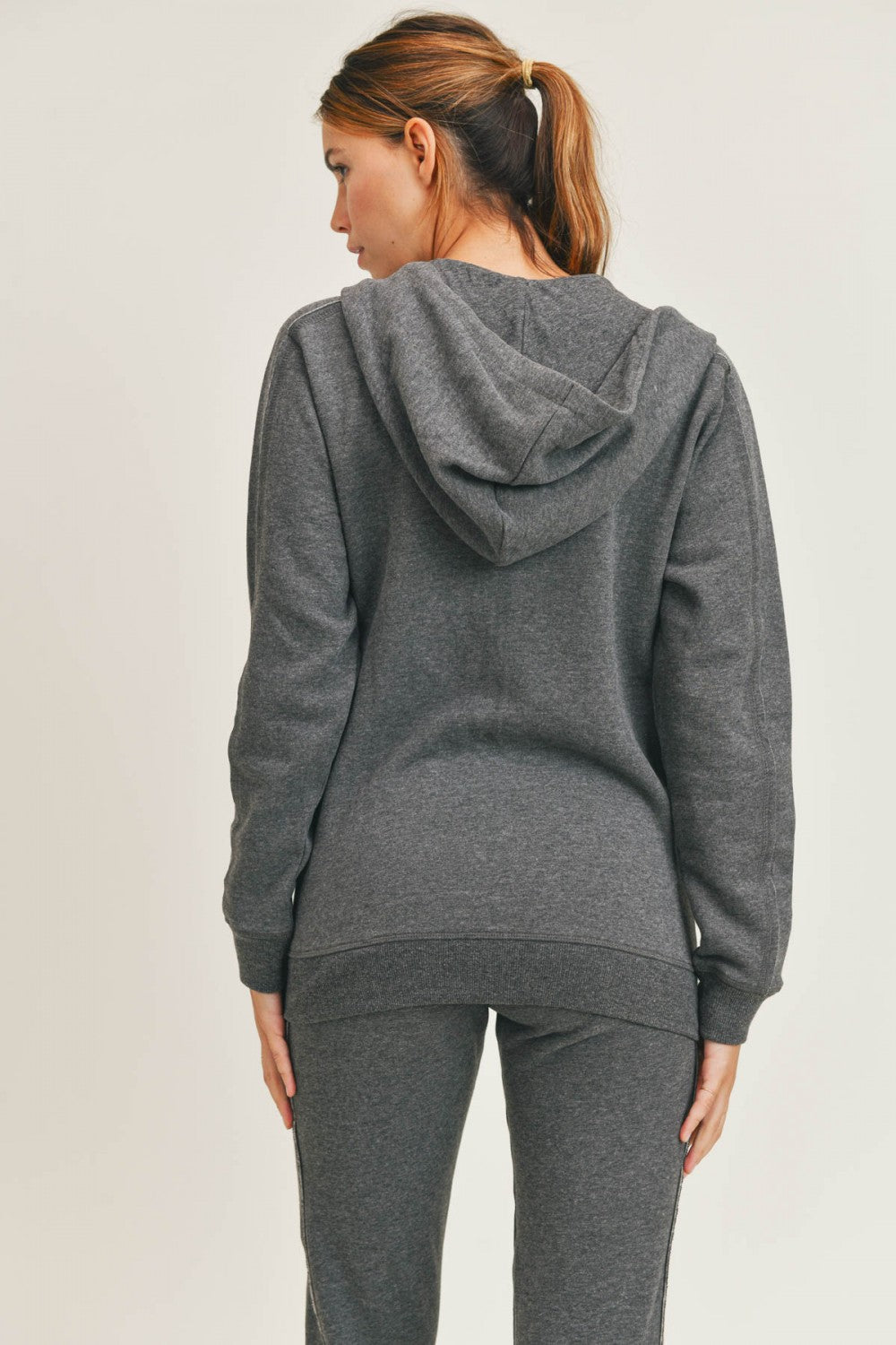 Waist Length Zip Up Hoodie Jacket