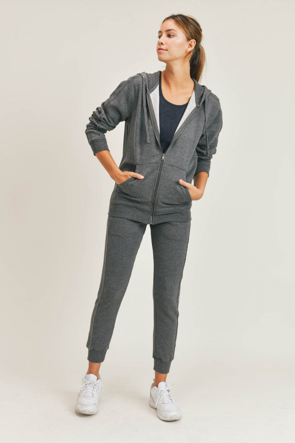Waist Length Zip Up Hoodie Jacket