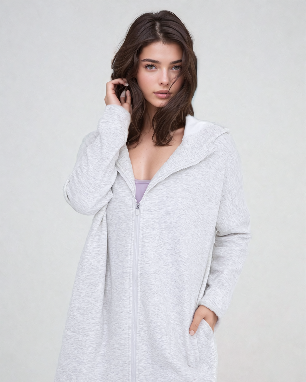 Gray Zip Up Hoodie Jacket