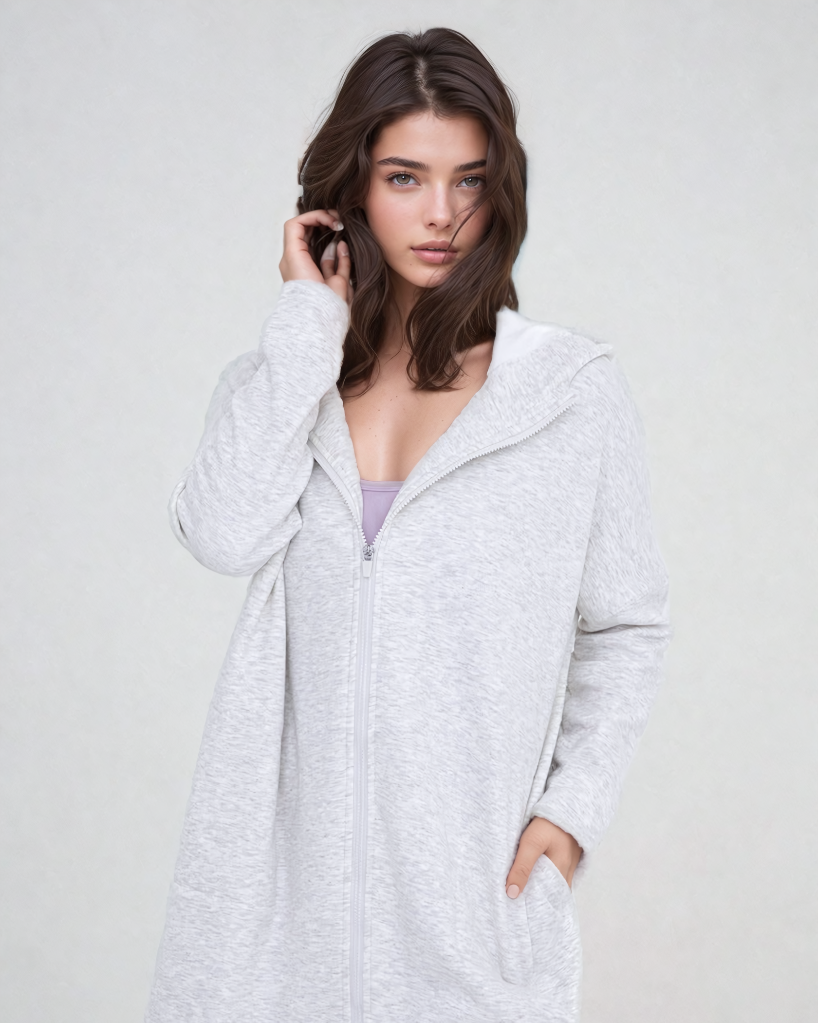 Gray Zip Up Hoodie Jacket